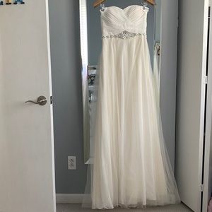 White Champagne strapless  dress.